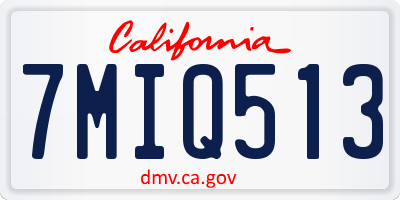 CA license plate 7MIQ513