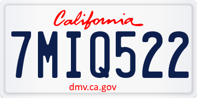 CA license plate 7MIQ522