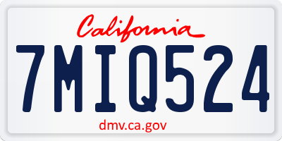 CA license plate 7MIQ524