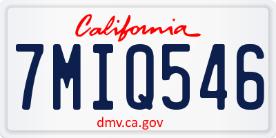 CA license plate 7MIQ546
