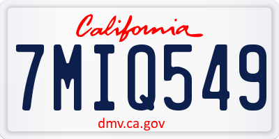 CA license plate 7MIQ549
