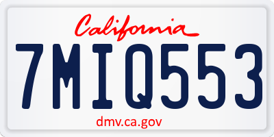 CA license plate 7MIQ553