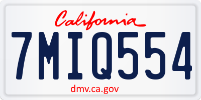 CA license plate 7MIQ554
