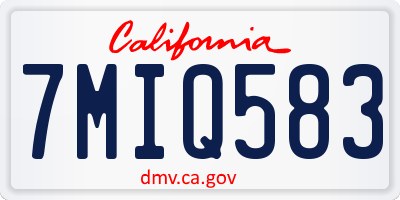 CA license plate 7MIQ583