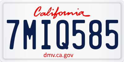 CA license plate 7MIQ585