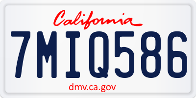 CA license plate 7MIQ586
