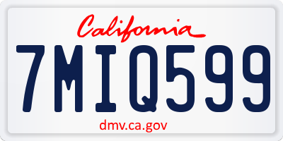 CA license plate 7MIQ599