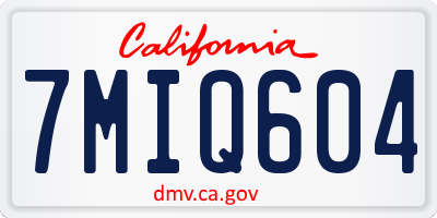 CA license plate 7MIQ604