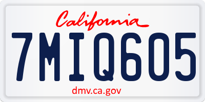CA license plate 7MIQ605