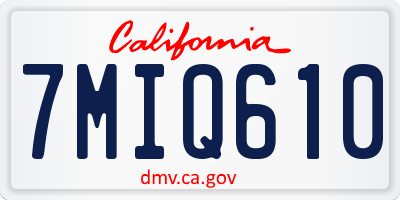 CA license plate 7MIQ610