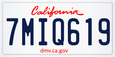 CA license plate 7MIQ619