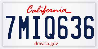 CA license plate 7MIQ636