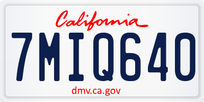 CA license plate 7MIQ640