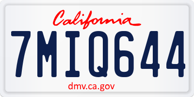 CA license plate 7MIQ644