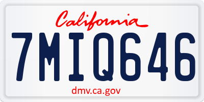 CA license plate 7MIQ646