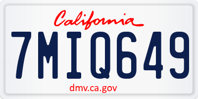 CA license plate 7MIQ649