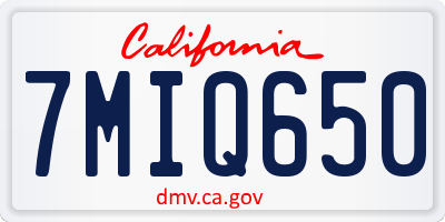 CA license plate 7MIQ650