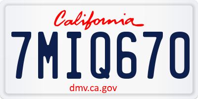 CA license plate 7MIQ670