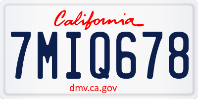 CA license plate 7MIQ678