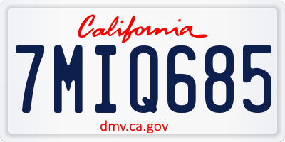 CA license plate 7MIQ685