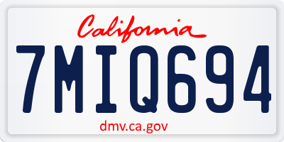 CA license plate 7MIQ694