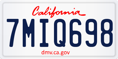 CA license plate 7MIQ698