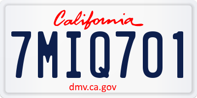 CA license plate 7MIQ701