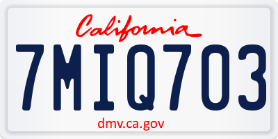 CA license plate 7MIQ703