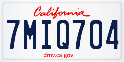 CA license plate 7MIQ704