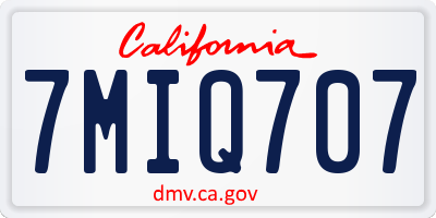 CA license plate 7MIQ707