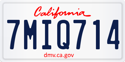 CA license plate 7MIQ714