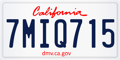 CA license plate 7MIQ715