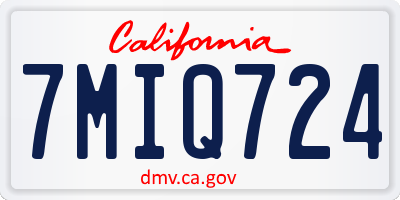 CA license plate 7MIQ724