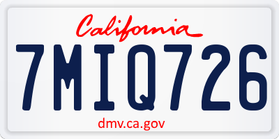CA license plate 7MIQ726