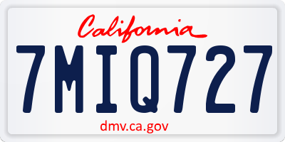 CA license plate 7MIQ727