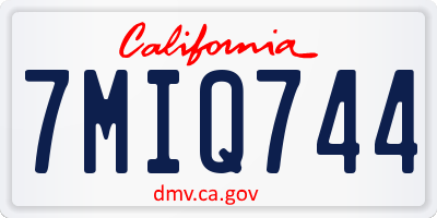 CA license plate 7MIQ744