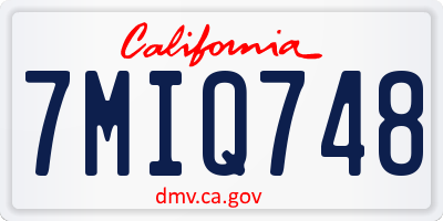 CA license plate 7MIQ748