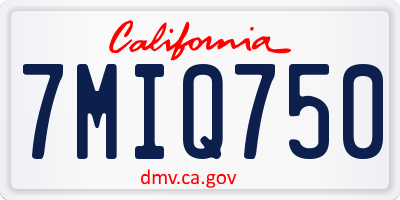 CA license plate 7MIQ750
