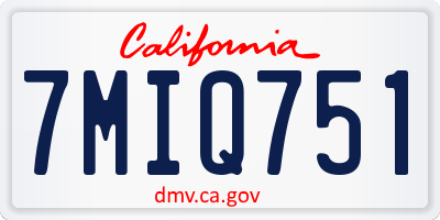 CA license plate 7MIQ751