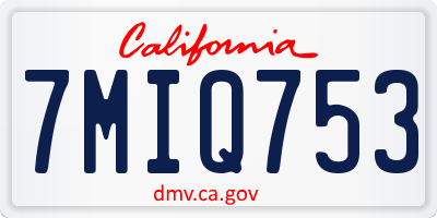 CA license plate 7MIQ753