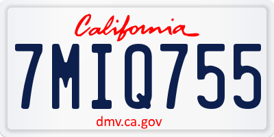 CA license plate 7MIQ755