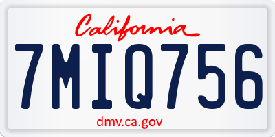 CA license plate 7MIQ756