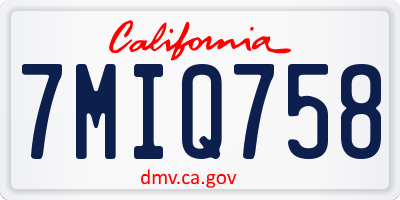 CA license plate 7MIQ758