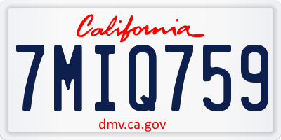 CA license plate 7MIQ759