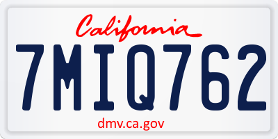 CA license plate 7MIQ762