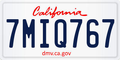 CA license plate 7MIQ767