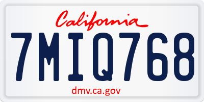 CA license plate 7MIQ768