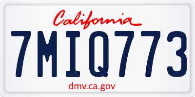 CA license plate 7MIQ773