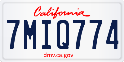 CA license plate 7MIQ774