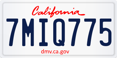 CA license plate 7MIQ775